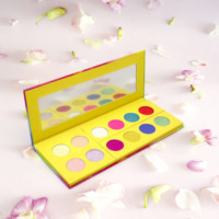 Factory Direct 12-farbige vegane trockene Lidschatten-Palette Hochwertiges gelbes Schimmer pulver für helle Haut, hell, dunkel
