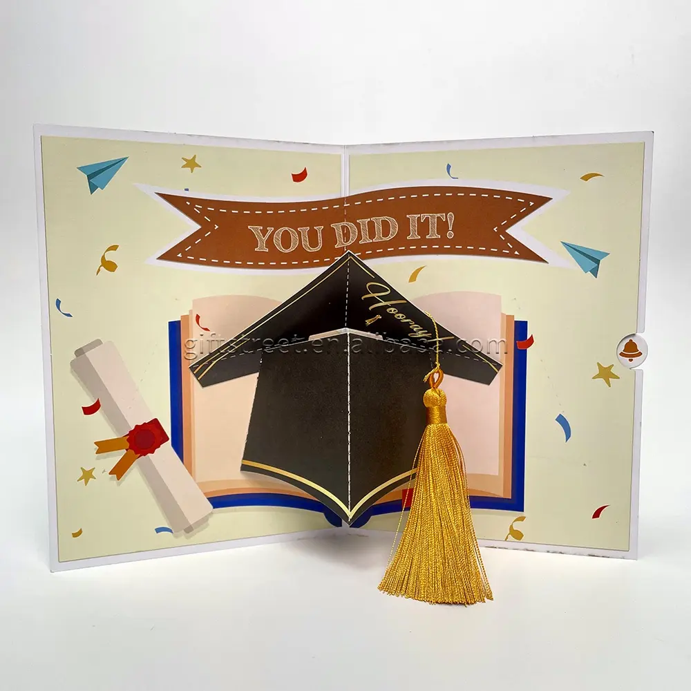 Hot Selling Happy Graduation Pop-Up Card Preschool Kindergarten High School College Graduation Graduation Cap 3D Cards Pop Up