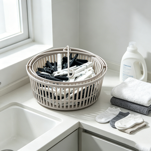Ensemble de pinces <span class=keywords><strong>à</strong></span> <span class=keywords><strong>linge</strong></span> en plastique avec panier de rangement, couleur unie, résistant au vent, robustes, pour buanderie - Product Image 1