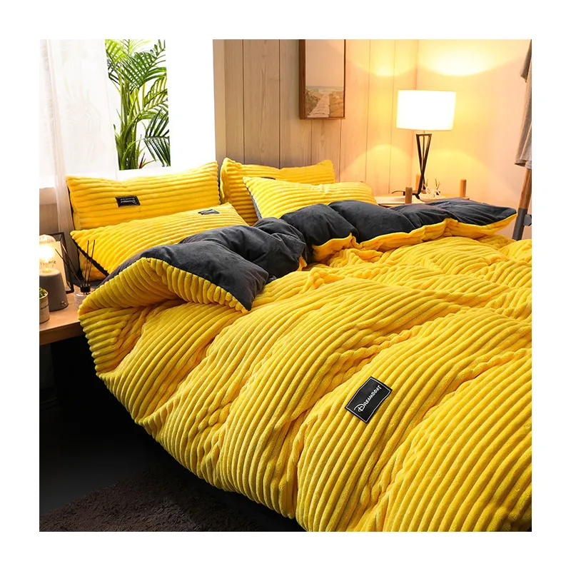 Alta Qualidade coral veludo edredão capa conjunto moderno magia veludo dobra cama lençóis inverno flanela cama conjunto