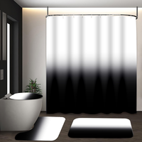 Ensemble de rideaux de douche dégradés Muyu en gros, 4 pièces, tapis antidérapants en polyester, couvercle de toilette, 12 crochets, tissu imperméable