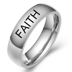 Anillo Faith Hope de acero inoxidable de 5 mm con grabado láser para mujer, regalo de joyería - Product Image 4