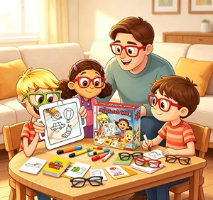 Jeu <span class=keywords><strong>de</strong></span> devinettes amusant avec dessins <span class=keywords><strong>de</strong></span> lunettes, jeu <span class=keywords><strong>de</strong></span> société interactif familial, jouet éducatif <span class=keywords><strong>de</strong></span> <span class=keywords><strong>dessin</strong></span> sur table pour enfants - Product Image 2