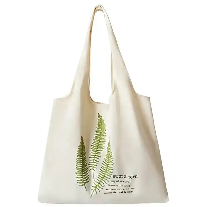 Canvas Tote shopping bags with Logo and Button Reusable Canvas tote Bag with Nylon Lining wth Large Capacity for Shopping