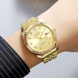 นาฬิกาชุดคู่รักสีทองเพชรกันน้ำ - Product Image 3