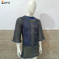 Chemise en cotte de mailles rivetée plate en acier doux armure de reconstitution médiévale Hauberk manches complètes artisanat de rondelle d'armure de corps Viking