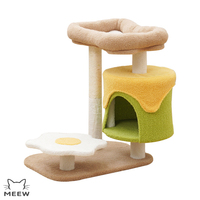 Arbre à chat créatif Toast & Egg, griffoir en sisal avec niche pour chat et plateforme œuf frit, mobilier pour animaux de compagnie pour petits espaces