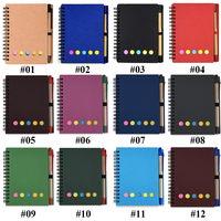 Carnet à spirale personnalisé avec stylo, ensemble de notes autocollantes pour étudiants, papier écologique mignon, mini bloc-notes A6 imprimé, promotionnel