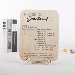 Tableau de score carré en bois fait main <span class=keywords><strong>Phase10</strong></span>, accessoire de jeu de table familial, produit très vendu - Product Image 4