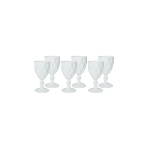 Set Of 6 White Diamond Pattern <b>Goblets</b> For <b>Wine</b> Or Water Serving - Product Image 1