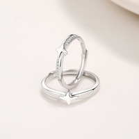 Bagues de couple en argent sterling, bijoux fins, étoile réglable, taille unique, pour hommes et femmes, bagues assorties pour femmes, cadeaux