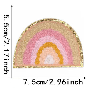 Venta al por mayor cara sonriente parche de viaje mariposa Arco Iris Preppy apliques Chenille hierro brillo bordado sombreros camisetas parches - Product Image 5