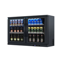Réfrigérateur à boissons avec porte vitrée et congélateur inférieur à dégivrage manuel pour comptoirs de bar, dégivrage automatique par refroidissement par air