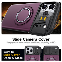 Magnetische TPU+PC Armor Stootvaste Beschermhoes met Schuifbare Camera-afdekking, Verborgen Portemonnee en Kaarthouder 360° voor 18 17 16 Pro Max