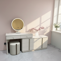 Table de maquillage sur pied en MDF avec miroir pleine longueur, grands tiroirs et tabouret haut de gamme – Fabrication sur mesure