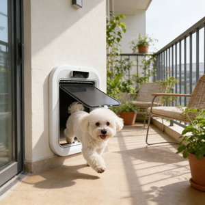 USMILEPET プラスチック製自動ペットドア スマートペットドア（カメラ付き）、自動ロックペットフラップ（猫・犬用）、ペットゲート（ドア用ペット出入り口） - Product Image 2