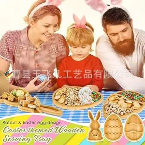 Wooden Rabbit <b>Snack</b> <b>Tray</b> 32cm Easter Candy Serving <b>Tray</b> Animal Print Home Use - Product Image 4