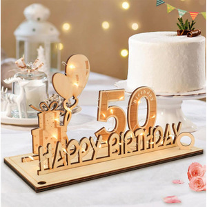 Decoración de mesa de madera para 60.º aniversario de boda transfronteriza, regalo en efectivo, símbolo de madera con número para primer cumpleaños - Product Image 4