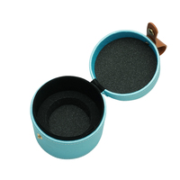 Étui cosmétique rond en cuir avec logo personnalisé, doublure douce, mini boîte de rangement portable pour maquillage de voyage, pour un usage quotidien