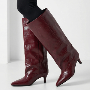 Botas Altas de Mujer con Punta Puntiaguda, Estampados Personalizados en la Parte Superior, Tacón Bajo y Colores Variados - Product Image 2