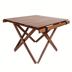 Outdoor <b>Folded</b> Portable Carry Furniture Solid Beech Wood Barbecue Egg Roll Camping <b>Table</b> - Product Image 1