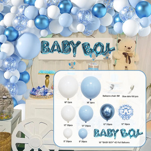 Bleu blanc ballon arc guirlande <span class=keywords><strong>Kit</strong></span> en gros bébé garçon ballons bébé douche décorations fête sexe révéler ballons en Latex ensemble - Product Image 4