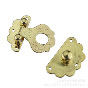 Boucle en métal style antique 36x40mm pour boîtes, fermeture à charnière durable avec motif floral, nouveau style chinois, pour emballage - Product Image 3