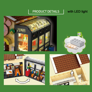 Moc City Street Sweet Coffee Flower Librairie Boutique Village Magasin Maison Tente STEM Architecture Jouets Kit Cadeau d'anniversaire Bloc de construction - Product Image 6