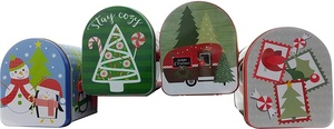 Boîtes aux lettres de noël pour le père noël, conteneurs pour biscuits aux bonbons, petites boîtes aux lettres en étain, bas, jouets pour enfants