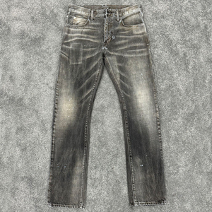 <span class=keywords><strong>Pantalones</strong></span> Vaqueros de Hombre con Efecto Desgastado Personalizado, Diseño Vintage con Gotas de Ácido, Algodón Denim - Product Image 1