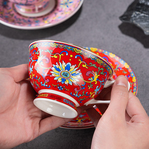 Service à café et soucoupe en céramique émaillée style rétro Palais, vaisselle de haute qualité pour le thé de l'après-midi à la maison - Product Image 3
