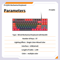 Clavier de jeu mécanique USB pleine taille de haute qualité, bleu, à déclenchement rapide, 87 touches programmables, anti-ghosting, rétroéclairage LED, 1,8 m