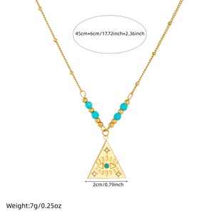 שרשראות תליון משולשות ובעלות צורת עין משובצות יהלומים בסגנון רטרו, תכשיטים שאינם דוהים לנשים, לחיי היומיום TGXL9894 - Product Image 6