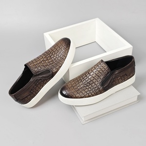 Men's Trendy Full-Grain Leather Slip-On Walking Shoes British Retro Korean-Style Handmade Sporty-Casual Comfort Breathable Print - Product Image 2