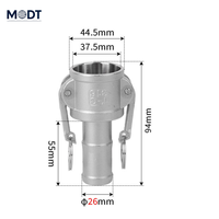 Connecteur de tube haute pression en acier inoxydable SS304/316, type C, raccord rapide Camlock MDT, 1 pouce