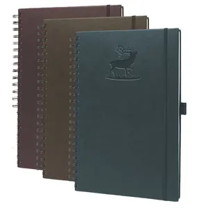 Leather Cover A4 A5 A6 Custom Logo Spiral Notebook