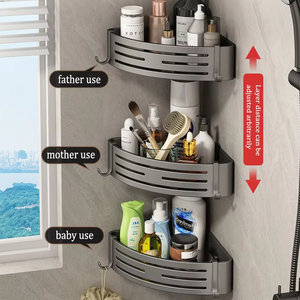 Storage Rack Dooso Factory Wholesale Aluminium Alloy Shower Caddy Wall Mounted <strong>Grey</strong> <strong>Corner</strong> Bathroom <strong>Shelves</strong> for Bathroom - Product Image 4