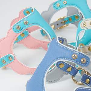 Arnés de Cuero Premium Resistente a Arañazos y Manchas para Perros, Arnés Acolchado para Pasear Mascotas con Herrajes en Tono Dorado para Perros Activos - Product Image 3