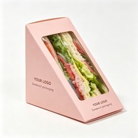 Scatola Triangolare per Sandwich all'Ingrosso, Scatola di Carta per Sandwich con Finestra, Scatola di Carta Personalizzata per Snack