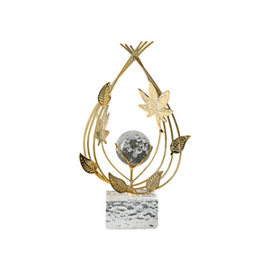 Crystal Ball Art Ornament Gold Leaf Design Glass Acrylic Iron Home Decoration Entryway Living Room Office Decor - Product Image 5