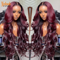 Pelucas de Cabello Humano Vietnamita Ondulado Natural Ombre Marrón para Mujer, Sin Pegamento, con Frontal de Encaje HD 13*6, Pelucas Onduladas Rubias Ceniza 13*4