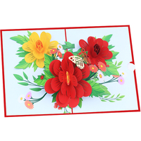 Carte de vœux 3D en papier avec logo personnalisé fait à la main, cadeau pop-up de fleurs de Noël, carte de remerciement pour papa, garçon et filles, tout amour en affaires