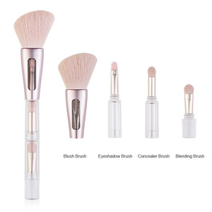 Ensemble de pinceaux de maquillage personnalisable 4-en-1 à double tête détachable pour eye-liner, lèvres, couvrance, poudre, blush et yeux, végétalien et non cruin. - Product Image 2