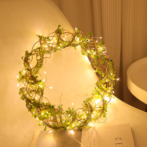 <span class=keywords><strong>Guirlande</strong></span> <span class=keywords><strong>lumineuse</strong></span> LED à feuilles artificielles, blanc chaud, alimentée par énergie solaire, couronne florale, accessoires pour cheveux, mariage pour filles - Product Image 3