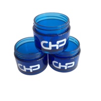 Pot en plastique PETG transparent bleu de 50 g avec couvercle à vis en aluminium, logo personnalisé, pot vide pour masque facial et crème pour les yeux