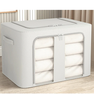 高品質折りたたみ式収納ボックス 2窓付き ホームクローゼットオーガナイザー 機能的なケース 積み重ね可能な衣類収納ビン - Product Image 2
