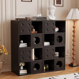 Meuble modulaire en bois massif avec tiroirs, style vintage, unité de rangement pour salon, idéal pour petits appartements et support TV - Product Image 3