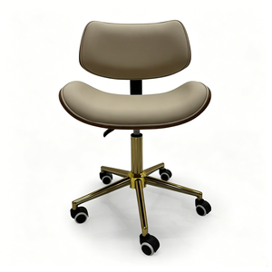 Barber Chair Salon <b>Stool</b> Chair with Backrest Swivel Base Metal Legs Rolling Casters for Beauty Studio - Product Image 1