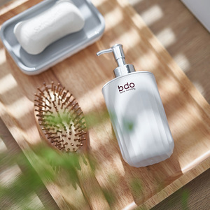 320ml Liquid Soap <b>Dispenser</b> Bottle with Pump Head, PP Plastic <b>Shampoo</b> & Body Wash Refillable Bottle, Striped Look - Product Image 4