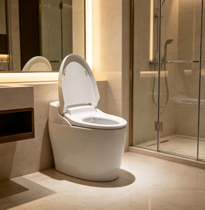 Sanitário Monobloco de Cerâmica Vitrificada Certificado CUPC, Alongado, com Sifão e Descarga Dupla, Economia de Água de 0,74 Galões para Banheiro de Hóspedes de Hotel - Product Image 1